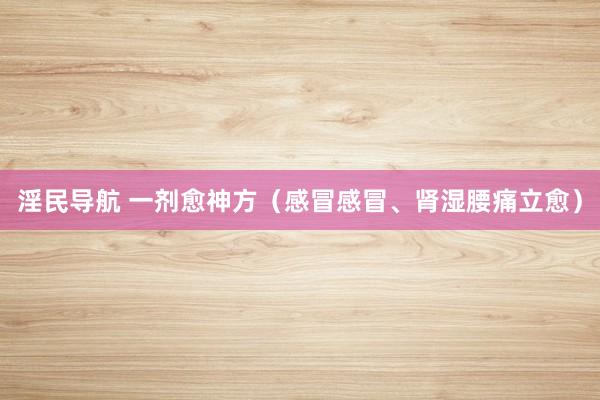淫民导航 一剂愈神方（感冒感冒、肾湿腰痛立愈）