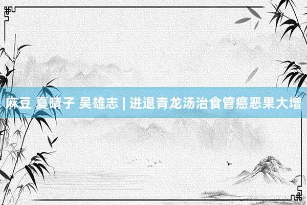 麻豆 夏晴子 吴雄志 | 进退青龙汤治食管癌恶果大增
