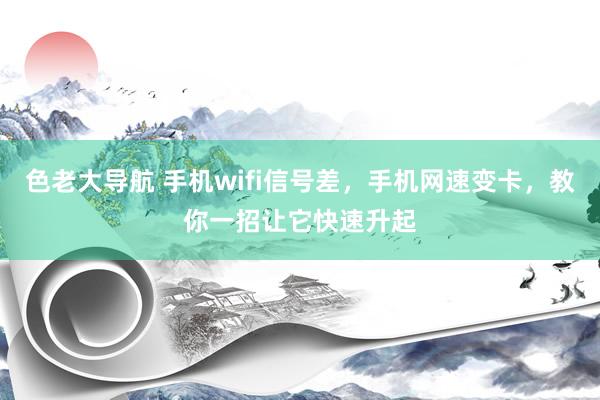 色老大导航 手机wifi信号差，手机网速变卡，教你一招让它快速升起